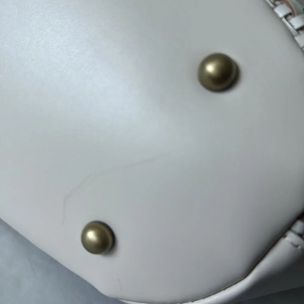 Patricia Nash Marconia Tote Woven Leather Latte Dark White Handbag - Picture 9 of 16